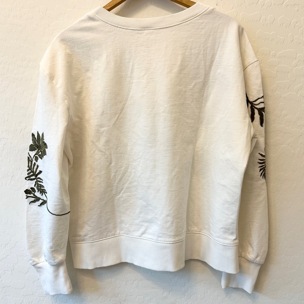 By Anthropologie Fern & Flower Crew-Neck Sweatshirt Embroidered Women’s Size S - Picture 2 of 14